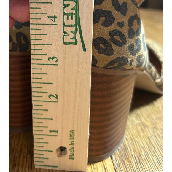 Soludos Anthropologie Gemma Animal Print Suede Leather Wood Block Heels Sz 9 - Picture 6 of 7